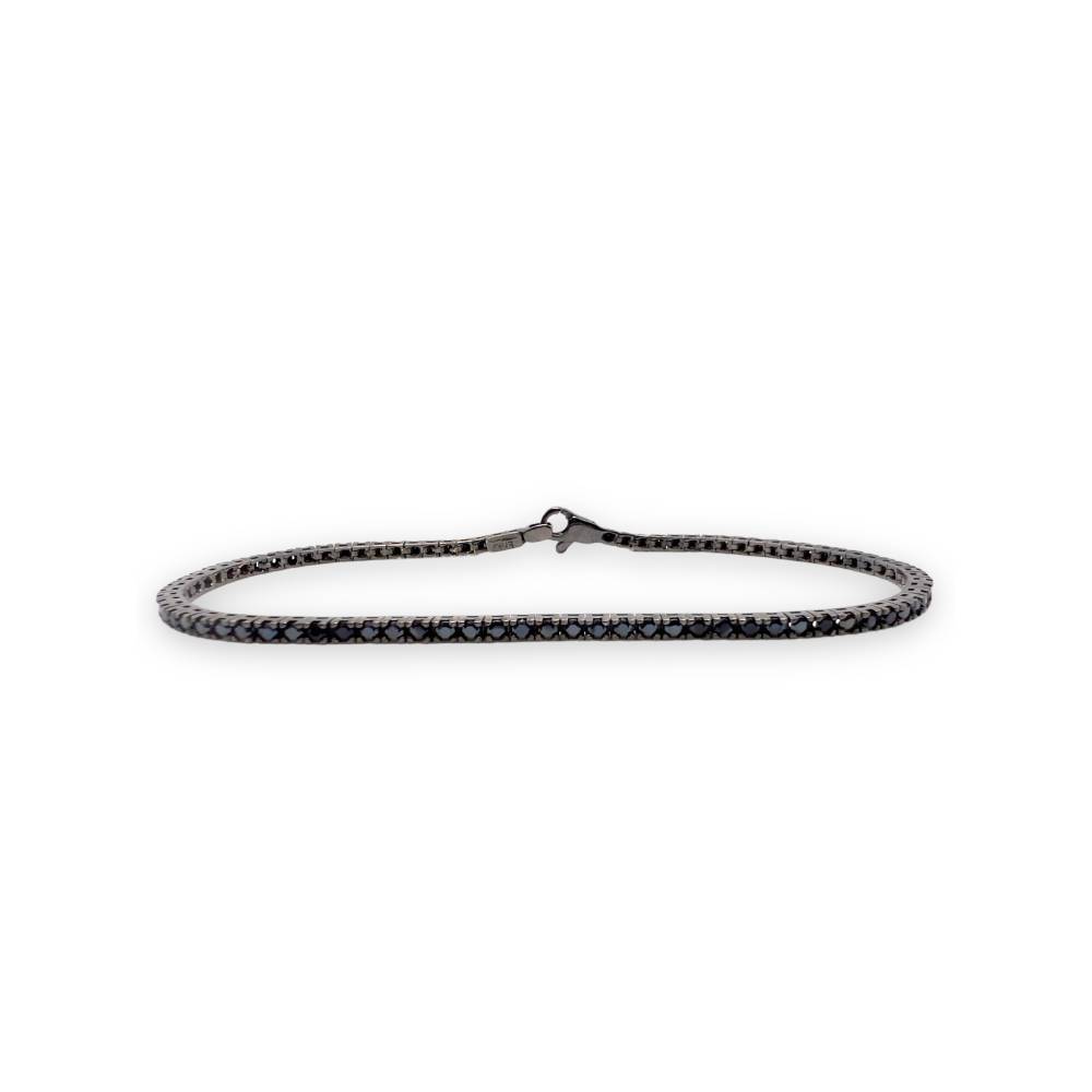 Bracciale Tennis in Oro Brunito 18 kt con Zirconi Neri