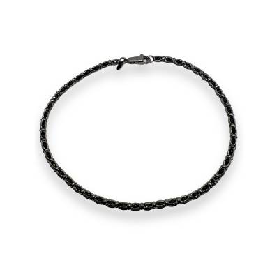 Bracciale da Uomo in Oro Brunito 18 kt con Maglia Lavorata e Spinello Nero