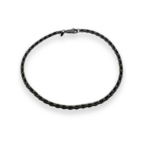 Bracciale da Uomo in Oro Brunito 18 kt con Maglia Lavorata e Spinello Nero