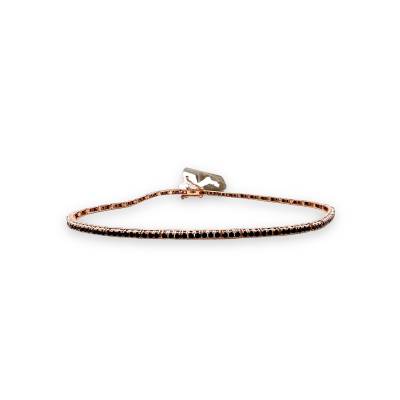 Bracciale Tennis in Oro Rosa 18 kt con Zirconi Neri