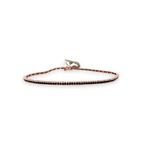 Bracciale Tennis in Oro Rosa 18 kt con Zirconi Neri