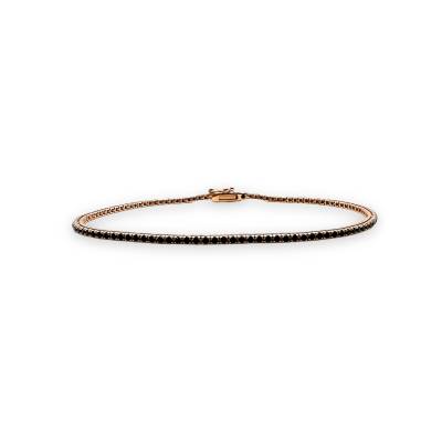 Bracciale Tennis in Oro Rosa 18 kt con Zirconi Neri