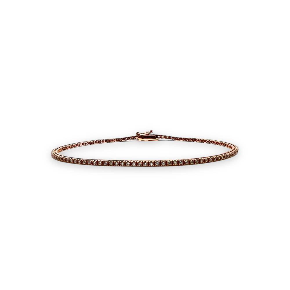 Bracciale Tennis in Oro Rosa 18 kt con Zirconi Bianchi