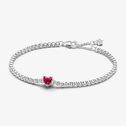 Pandora Bracciale Tennis con Cuore Rosso