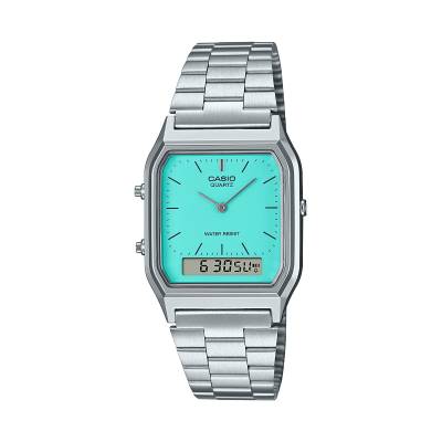 Orologio Casio Analogico Digitale con Quadrante Azzurro Menta