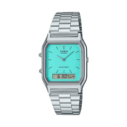 Orologio Casio Analogico Digitale con Quadrante Azzurro Menta