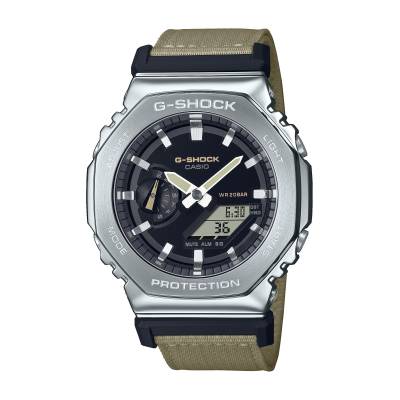 Orologio G-Shock da Uomo con Cassa Ottagonale in Acciaio e cinturino in Tessuto Verde