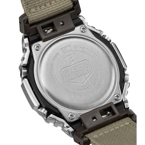 Orologio G-Shock da Uomo con Cassa Ottagonale in Acciaio e cinturino in Tessuto Verde