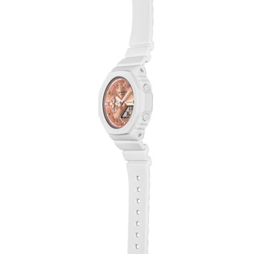 Orologio G-Shock da Donna con cinturino e Cassa Bianca in Resina e Quadrante Rosè Specchiato