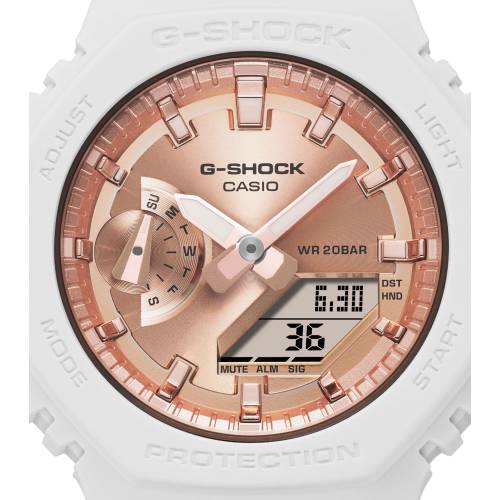 Orologio G-Shock da Donna con cinturino e Cassa Bianca in Resina e Quadrante Rosè Specchiato