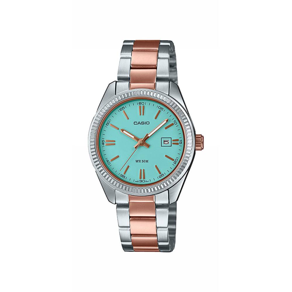 Orologio Casio da Donna Bicolore Acciaio e Rose con Quadrante Verde Menta