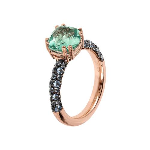 Anello Bronzallure Cocktail con Cristallo Verde