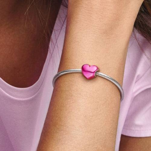 Charm Pandora Cuore Metallico Rosa