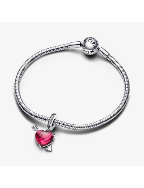 Pandora Charm Pendente Cuore con Freccia Vetro di Murano