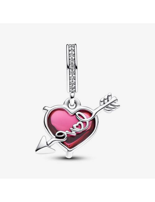 Pandora Charm Pendente Cuore con Freccia Vetro di Murano