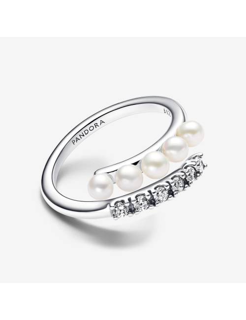 Pandora Anello Intreccio con Perle d’Acqua Dolce Coltivate e Pavè