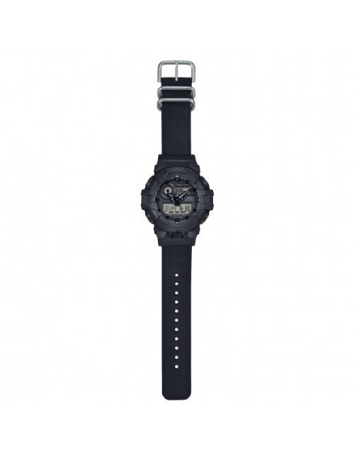 Orologio G-Shock con Cassa in Resina Nera e Cinturino in Tela Nero