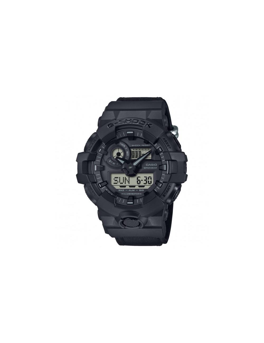 Orologio G-Shock con Cassa in Resina Nera e Cinturino in Tela Nero