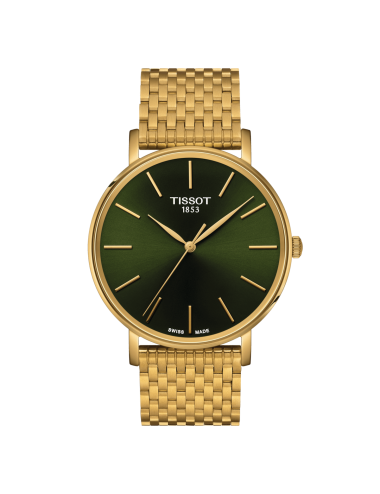 Orologio Tissot da Uomo Everytime 40 mm con Quadrante Verde e Cinturino Placcato Oro Giallo