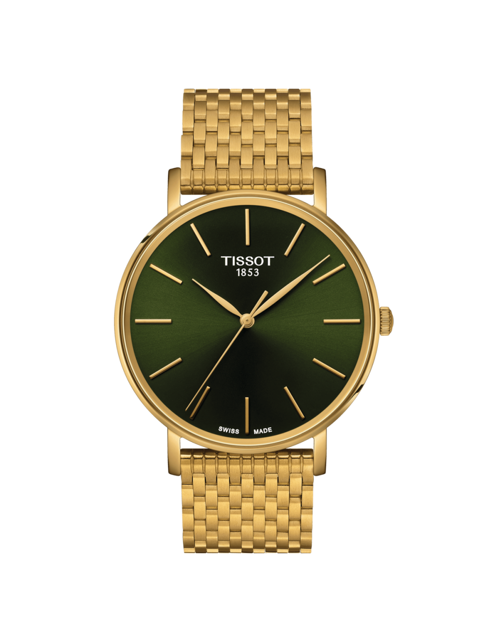 Orologio Tissot da Uomo Everytime 40 mm con Quadrante Verde e Cinturino Placcato Oro Giallo