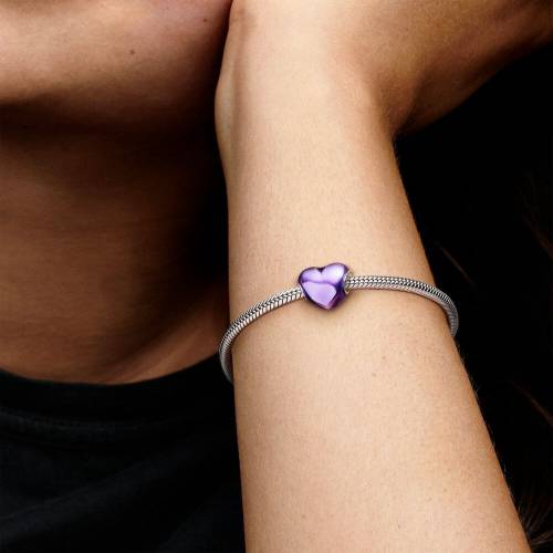 Charm Pandora Cuore Metallico Viola