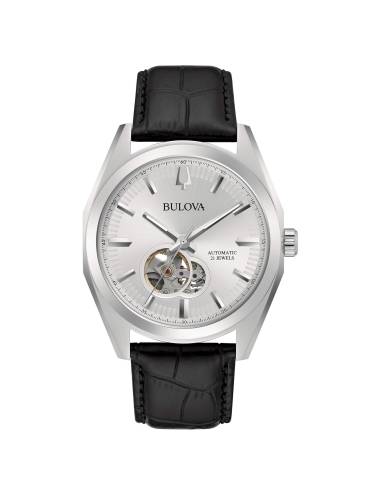 Orologio Bulova da Uomo Surveyor Automatico Quadrante Silver con Cinturino in Pelle