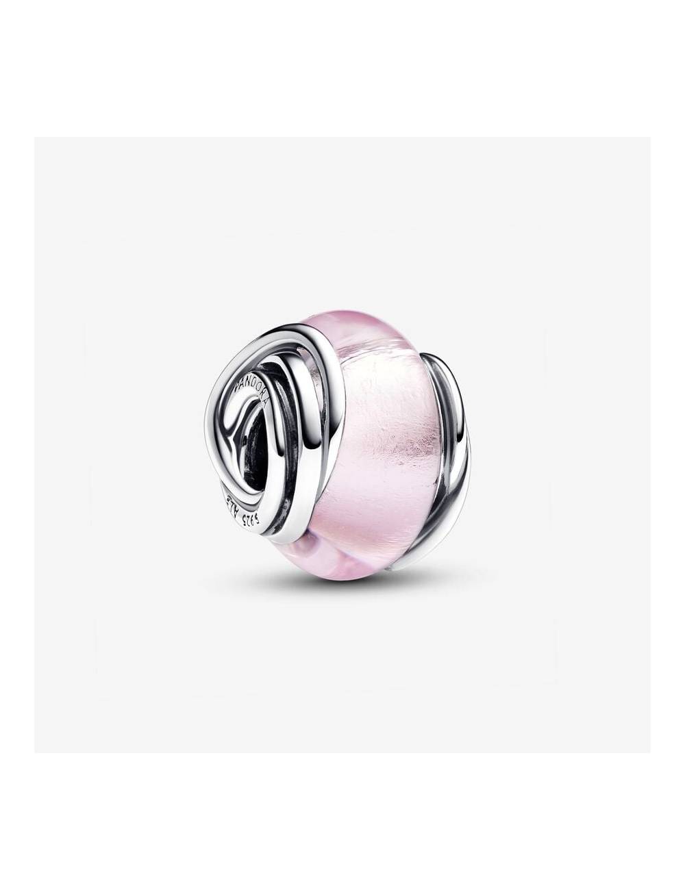 Pandora Charm Vetro di Murano Rosa e Cerchi