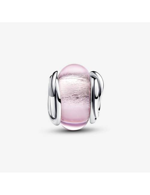 Pandora Charm Vetro di Murano Rosa e Cerchi