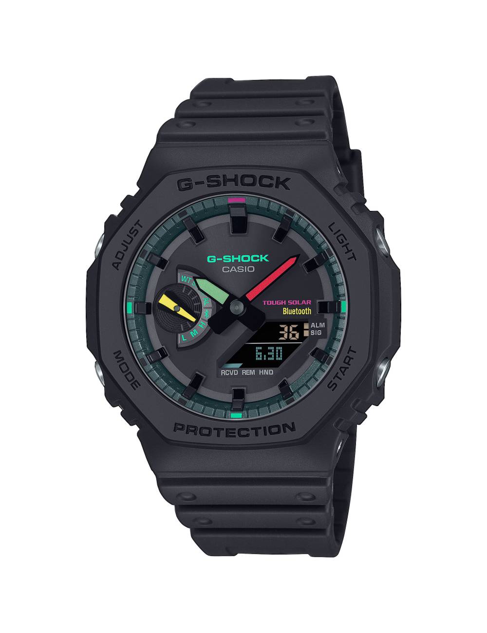 Orologio G-Shock Serie GA B2100 Nero con indici e lancette multicolor