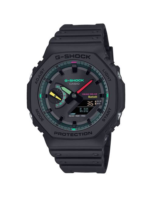 Orologio G-Shock Serie GA B2100 Nero con indici e lancette multicolor