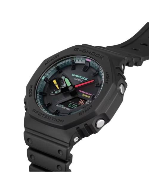 Orologio G-Shock Serie GA B2100 Nero con indici e lancette multicolor