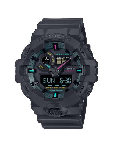 Orologio G-Shock Serie GA-700 Nero con Indici e lancette Multicolor