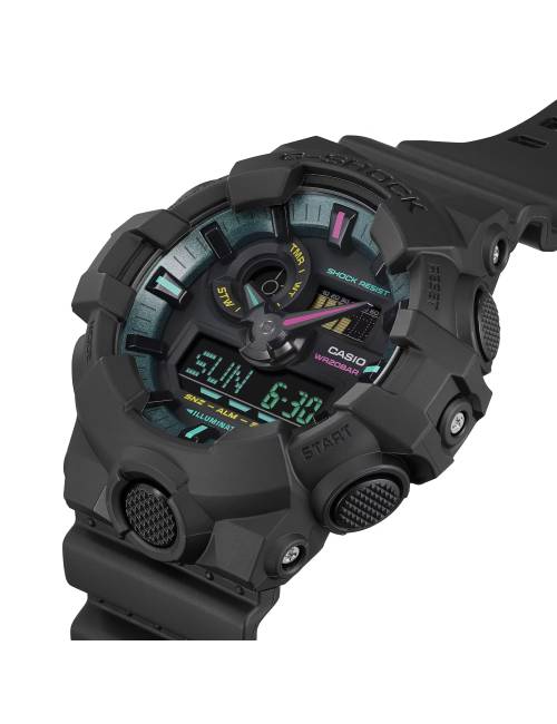 Orologio G-Shock Serie GA-700 Nero con Indici e lancette Multicolor