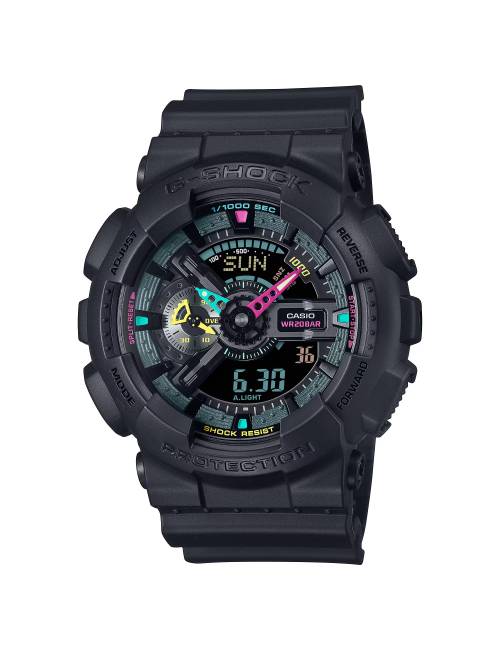 Orologio G-shock serie Ga-100 nero con lancette multicolor