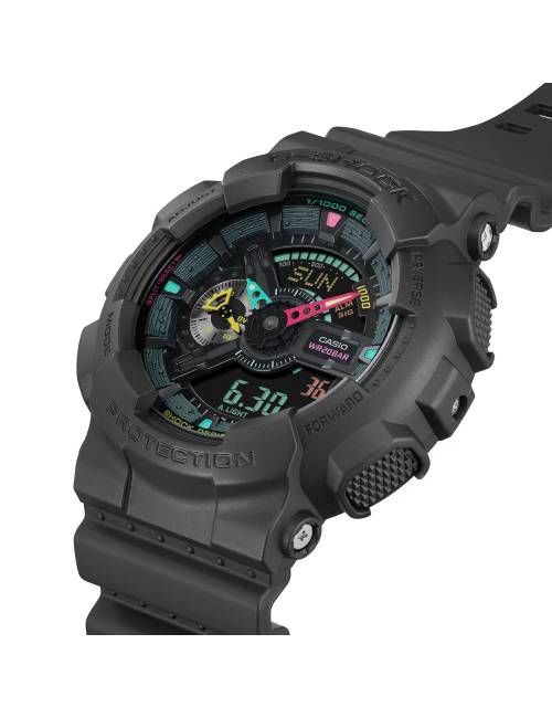 Orologio G-shock serie Ga-100 nero con lancette multicolor