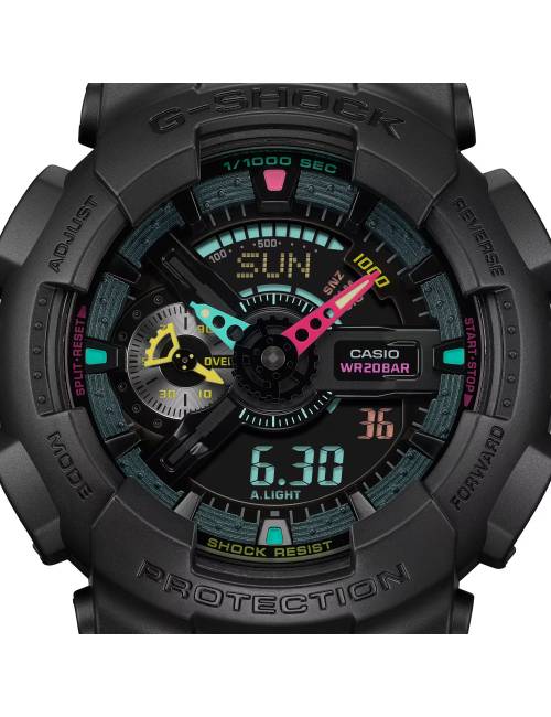 Orologio G-shock serie Ga-100 nero con lancette multicolor