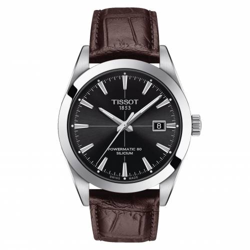 Tissot gentleman Powermatic 80 silicium nero con cinturino in pelle