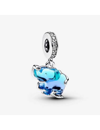 Pandora Charm Pendente Elefante Vetro di Murano Blu