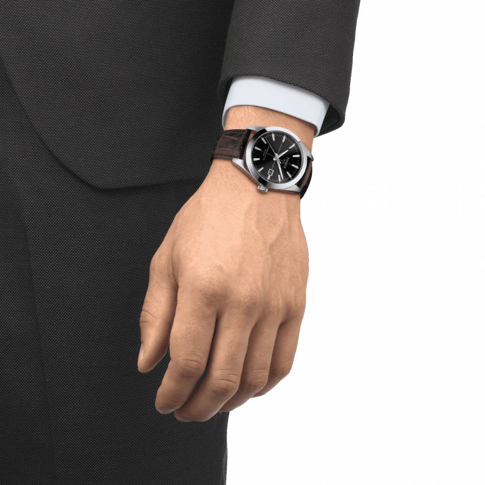 Tissot gentleman Powermatic 80 Silicium con quadrante nero e cinturino