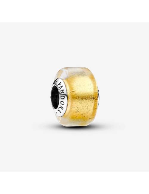 Pandora Charm Mini Vetro di Murano Foglia d’Oro