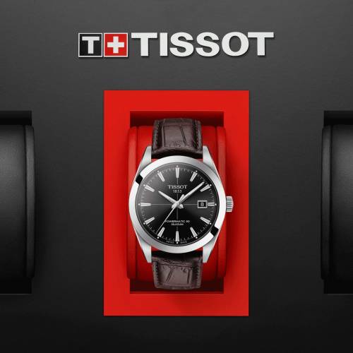 Tissot gentleman Powermatic 80 silicium nero con cinturino in pelle