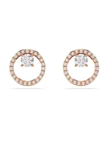 ORECCHINI SWAROVSKI TONDI RODIO ROSE CON PIETRE TONDE LINEA CONSTELLA