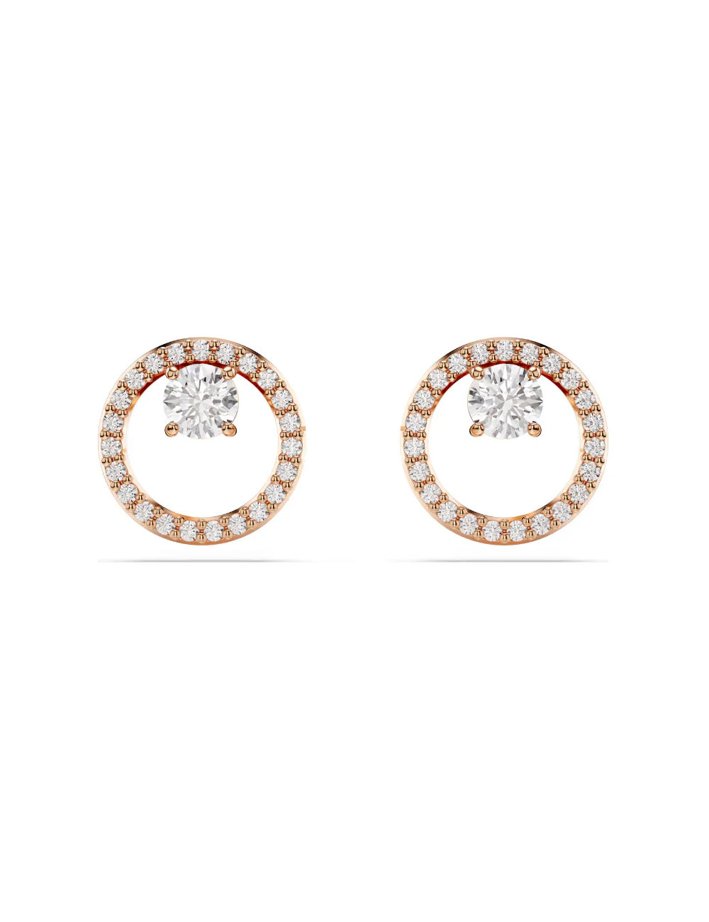 ORECCHINI SWAROVSKI TONDI RODIO ROSE CON PIETRE TONDE LINEA CONSTELLA