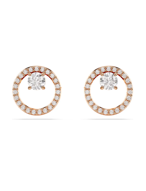 ORECCHINI SWAROVSKI TONDI RODIO ROSE CON PIETRE TONDE LINEA CONSTELLA