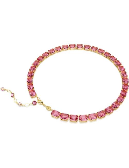 Collana Swarovski Millenia con Pietre Fucsia Ottagonali e Lega Placcata oro Giallo