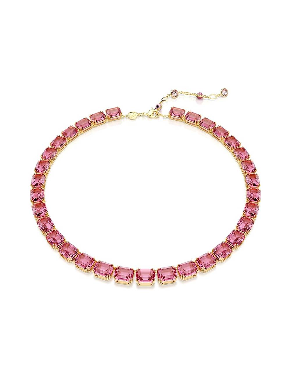 Collana Swarovski Millenia con Pietre Fucsia Ottagonali e Lega Placcata oro Giallo