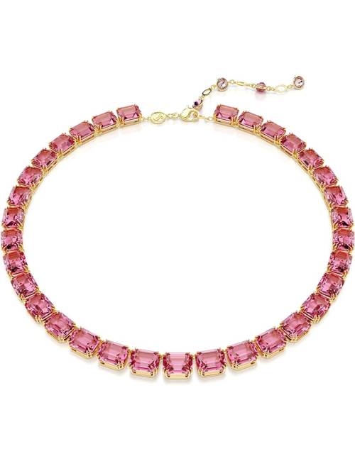 Collana Swarovski Millenia con Pietre Fucsia Ottagonali e Lega Placcata oro Giallo