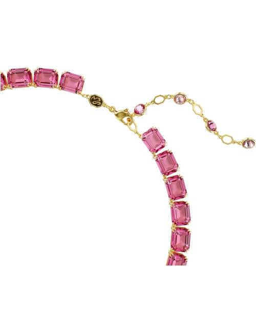 Collana Swarovski Millenia con Pietre Fucsia Ottagonali e Lega Placcata oro Giallo