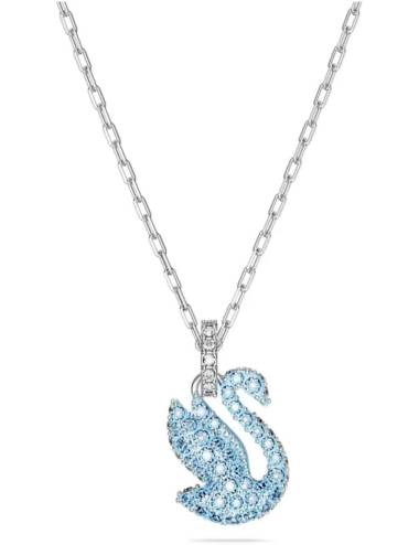 Collana Swarovski con Cigno con Pietre Azzurre Placcato Rodio Icon Swan