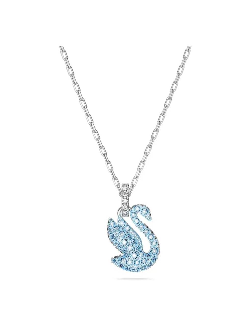 Collana Swarovski con Cigno con Pietre Azzurre Placcato Rodio Icon Swan